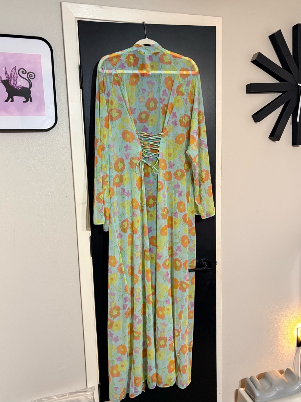 Pastel Floral Maxi Duster or Beach Cover-Up - Picture 4 of 9